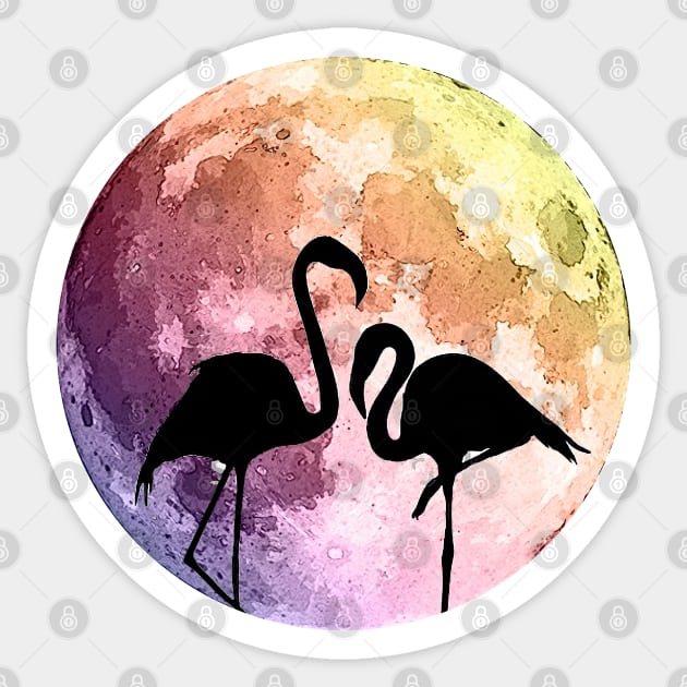 Flamingo and pink moon Sticker by Collagedream